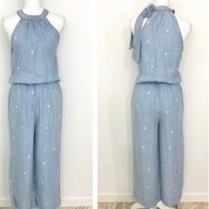 Cloth & Stone Chambray Polka Dot Jumpsuit